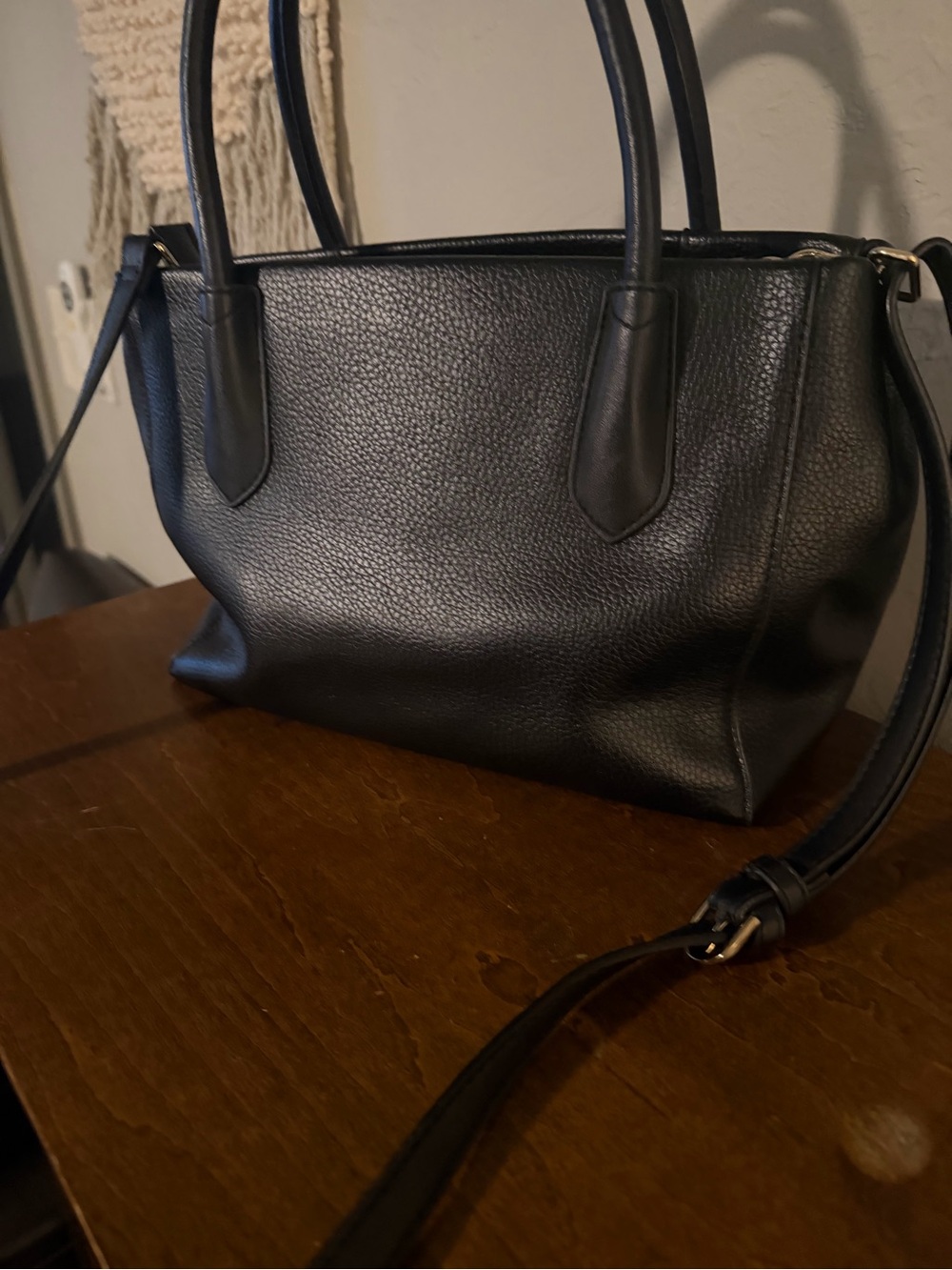 Target A New Day Black Pebbled Satchel Crossbody Handbag Purse - EXCELLENT
